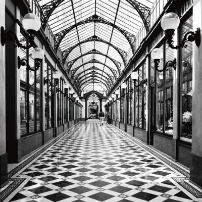 Dave Butcher, Passage des princes, Paris (Fotografie ,Städte, Gebäude / Architektur, Jugendstil, Einkaufspassage, Paris, Frankreich, Büro, Wohnzimmer, Treppenhaus, schwarz/weiß)