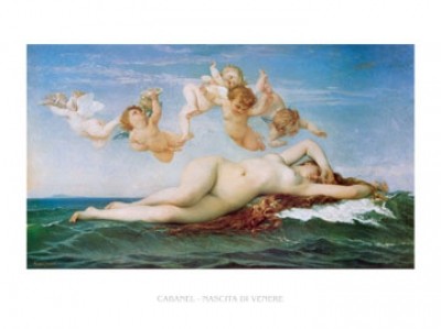 Alexandre Cabanel, Nascita di Venere (Engel, Putten, Venus, Akt, Erotik, nackt, Geburt der Venus, Klassiker, lasziv,  Malerei, Schlafzimmer, Wohnzimmer, bunt)