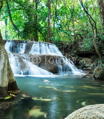 calcassa, Deep forest waterfall at Huay Mae Khamin (Thailand, Erawan, Nationalpark, Wasserfall, Kaskaden,  erfrischend, Urwald, Natur, Landschaft, Urlaub, Wellness, Badezimmer, Treppenhaus, Fotografie, Wunschgröße,  bunt)