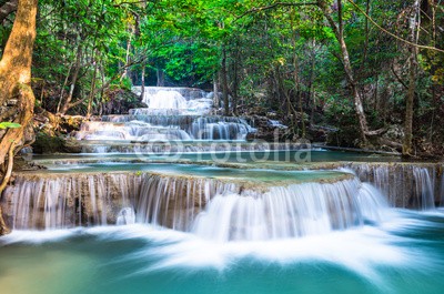 calcassa, Waterfall at Huay Mae Khamin in Kanchanaburi (Thailand, Erawan, Nationalpark, Wasserfall, Kaskaden,  erfrischend, Urwald, Natur, Landschaft, Urlaub, Wellness, Badezimmer, Treppenhaus, Fotografie, Wunschgröße,  bunt)
