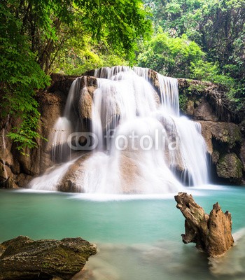 calcassa, Waterfall at Kanchanaburi, Thailand (Thailand, Erawan, Nationalpark, Wasserfall, Kaskaden,  erfrischend, Urwald, Natur, Landschaft, Urlaub, Wellness, Badezimmer, Treppenhaus, Fotografie, Wunschgröße,  bunt)