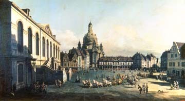 Giovanni Antonio Canaletto, Der Neue Markt in Dresden (Wunschgröße, Malerei, Dresden, Vedute, Stadtansicht, Städte, Deutschland, Marktplatz, Architektur, Platz, Klassiker, Wohnzimmer, bunt)