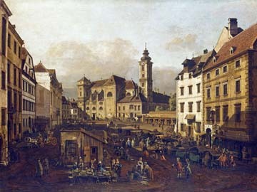 Giovanni Antonio Canaletto, Die Freyung in Wien (Wunschgröße, Malerei, Wien, Vedute, Stadtansicht, Städte, Architektur, Österreich, Klassiker, Wohnzimmer, bunt)