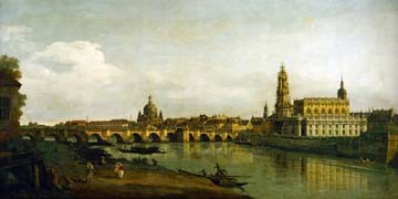 Canaletto       , Dresden, Blick vom rechten Elbe (Wunschgröße, Malerei, Landschaften, Vedute, Dresden, Städte, Fluss, Elbe, Deutschland, Klassiker, Rokkoko, Wohnzimmer, bunt)