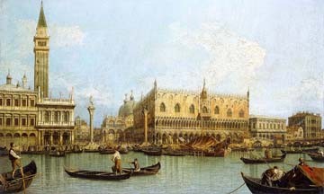 Giovanni Antonio Canaletto, Molo, Venedig (Wunschgröße, Malerei, Venedig, Vedute, Stadtansicht, Städte, Dogenpalast, Canal Grande, Gondeln, Campanile, Lagune, Boote, Italien, Klassiker, Wohnzimmer, bunt)