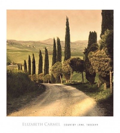 Elisabeth Carmel, Country Lane, Tuscany (Landschaften,Bistro,Flur,Soziale Einrichtungen,Treppenhaus,Fotokunst,Landschaftsfotografie,bunt,Italien,Toscana)