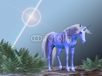 Catmando, Unicorn Resting (Wunschgröße, Fotokunst, weißes Einhorn, Erholung, Pause, Pferd, Himmelskörper, Himmel,  Landschaft,  Leuchten, Zauber, Magie, Fantasie, Mythos, Märchen, Jugendzimmer, Schlafzimmer, Wohnzimmer, bunt)