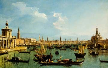 Giovanni Antonio Canaletto, Bacino di San Marco, Venedig (Wunschgröße, Malerei, Venedig, Vedute, Stadtansicht, Städte,  Canale, Gondeln, Campanile, Lagune, Boote, Italien, Klassiker, Wohnzimmer, bunt)