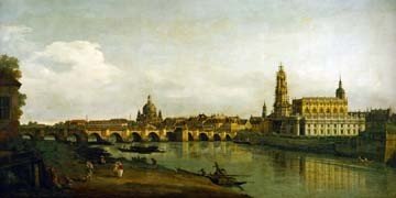 Canaletto       , Dresden, Blick vom rechten Elbe (Wunschgröße, Malerei, Landschaften, Vedute, Dresden, Städte, Fluss, Elbe, Deutschland, Klassiker, Rokkoko, Wohnzimmer, bunt)