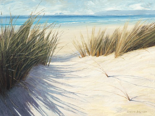 Caroline Atkinson, Dune Pathway (Meer, Meeresbrise, Strand, Dünen, Dünengras, Wunschgröße, Treppenhaus, Wohnzimmer, Malerei, bunt)