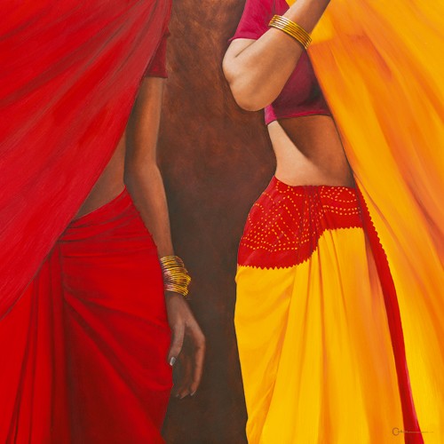 Cédric Cazal, Drapes (Wunschgröße, People&Eros, Orient, Frauen, Schleier, Schlafzimmer, Wohnzimmer, rot, orange)