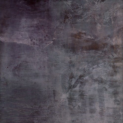 Cédric Chauvelot, 2009-08 (Büttenpapier) (Abstrakt, zeitgenössich, abstrakte Malerei, diffus, verschwommen, Farbverläufe, wolkig, Treppenhaus, Wohnzimmer, violett/schwarz)