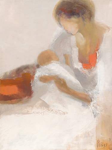 Chantal Parise, Maternit IV (Wunschgröße,  Moderne Malerei, Frau, Mutter, Kind, Baby, Zärtlichkeit, Mutterliebe, Schlafzimmer, Arztpraxis, Wohnzimmer, bunt)