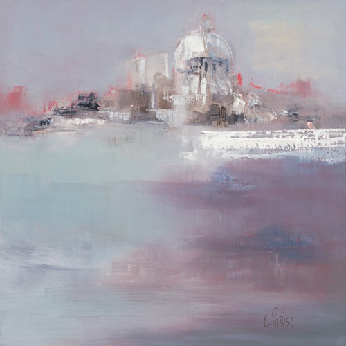 Chantal Parise, Venise II (Wunschgröße, Malerei, Städte, Venedig, Italien, Dunst, Architektur, Häuser, verschwommen, diffus, Wohnzimmer, Schlafzimmer, pastell)