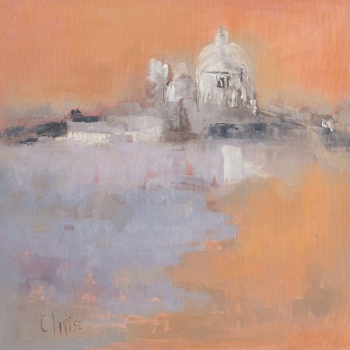 Chantal Parise, Venise III (Wunschgröße, Malerei, Städte, Venedig, Italien, Dunst, Architektur, Häuser, verschwommen, diffus, Wohnzimmer, Schlafzimmer, pastell)