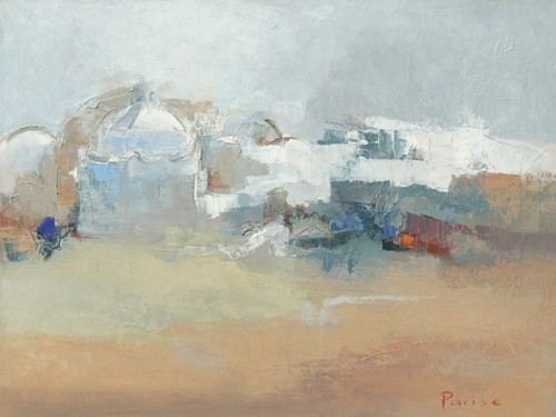Chantal Parise, Village du sud (Wunschgröße, Malerei, Landschaft, Vision, Dorf, Architektur, Häuser, Wohnzimmer, Schlafzimmer, bunt)