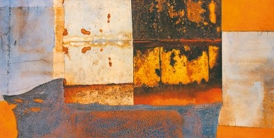 Christian Heinrich, African Arche I (Wunschgröße, Modern, Abstrakt, Malerei, Farbfelder, geometrische Muster, Afrika, blau -  gelb - weiß)
