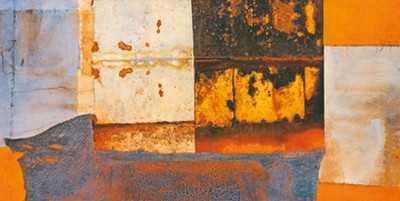 Christian Heinrich, African Arche I (Wunschgröße, Modern, Abstrakt, Malerei, Farbfelder, geometrische Muster, Afrika, blau -  gelb - weiß)