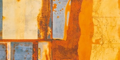 Christian Heinrich, The Silent Sound of Africa I (Wunschgröße, Modern, Abstrakt, Malerei, Farbfelder, geometrische Muster, Afrika, blau -  gelb - weiß)