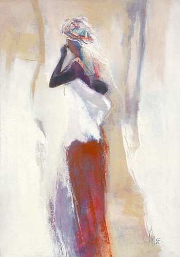 Chantal Parise, Silhouettes Africaines VI (Wunschgröße, Malerei, Moderne Malerei, Ethnic, Afrikanerinnen, Mutter, Kind, Baby, Rückentrage, Tragetuch, Silhouette,  Wohnzimmer, Esszimmer, Treppenhaus, Schlafzimmer, bunt)