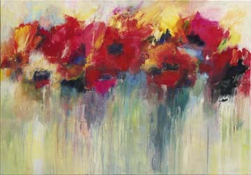 Christa Ohland, Farbklänge III (Blumen, Blüten, Blumenwiese, floral, Malerei, modern, Wohnzimmer, Treppenhaus, Esszimmer, Wunschgröße, bunt)