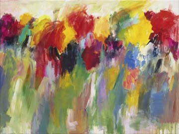 Christa Ohland, Farbklänge V (Blumen, Blüten, Blumenwiese, floral, Malerei, modern, Wohnzimmer, Treppenhaus, Esszimmer, Wunschgröße, bunt)