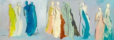 Cilia de Munnik, Begegnungen I (Menschen, Frauen, Gruppe, Treffen, Begegnung, abstrahiert,  Schemen, Figurativ, Wunschgröße, Abstrakt, People&Eros, Büro, Business, Wohnzimmer, bunt)