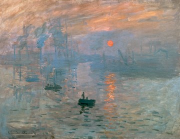 Claude Monet, Impression (Sonnenaufgang) (Wunschgröße, Impressionismus, Malerei, Meeresbrise, Le Havre, Hafen, Sonnenaufgang, Dunst, Nebel, Boot, Spiegelungen, Normandie, Frankreich, Schlafzimmer, Wohnzimmer, Wintergarten, Arztpraxis, bunt, Klassiker)