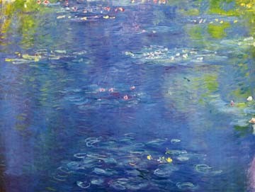 Claude Monet, Nympheas II (Wunschgröße, Impressionismus, Malerei, Seerosen, Wasserpflanzen, Teich, Natur, Schlafzimmer, Wohnzimmer, Wintergarten, Treppenhaus, blau, Klassiker)