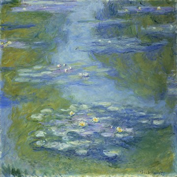 Claude Monet, Seerosen (Wunschgröße, Impressionismus, Malerei, Seerosen, Wasserpflanzen, Teich, Natur, Schlafzimmer, Wohnzimmer, Wintergarten, Treppenhaus, ,blau / grün, Klassiker)