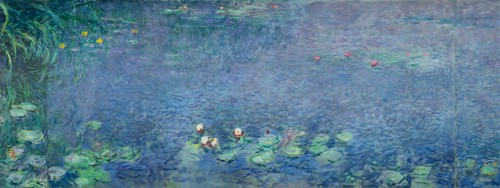 Claude Monet, Seerosen (Wunschgröße, Impressionismus, Malerei, Seerosen, Wasserpflanzen, Teich, Natur, Schlafzimmer, Wohnzimmer, Wintergarten, Treppenhaus, blau, Klassiker)