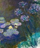 Claude Monet, Seerosenbild (Wunschgröße, Impressionismus, Malerei, Seerosen, Wasserpflanzen, Teich, Natur, Schlafzimmer, Wohnzimmer, Wintergarten, Treppenhaus,blau / violett, Klassiker)