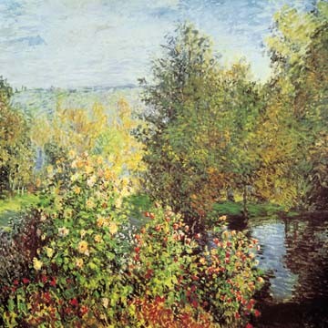 Claude Monet, Stiller Winkel im Garten (Wunschgröße, Impressionismus, Malerei, Garten, Gartenteich, Idylle, Blumen,  Wohnzimmer, Wintergarten, Arztpraxis, bunt, Klassiker)