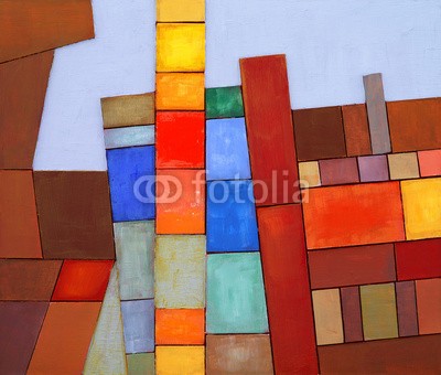clivewa, A Painted Abstract Collage (kunst, außergewöhnlich, tapete, blöcke, rot, geometrie, collage, gelb, altersgenosse, orange, grafik, box, abstrakt, modern, kreativ, farbenskala, geometrisch, linear, artwork, modernismo, dekorativ, bürste, retro, linie, eckige, textur, web, entwerfe)