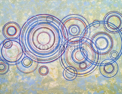 clivewa, Abstract Painting - Ringer #9 (abstrakt, abstraktion, arc, kunst, kunstvoll, artwork, hintergrund, blau, bücher, bucheinband, hell, blase, kreis, kreisförmig, bunt, altersgenosse, deckung, kreativ, dekorativ, entwerfen, design, formular, formal, geometrisch, geometrie, grung)