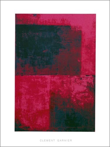Clément Garnier, Surface 2, (red) (Büttenpapier) (Abstrakt, Farbfelder, Rechtecke, diffus, transparent, Malerei, modern, Wohnzimmer, Büro, pink/schwarz)