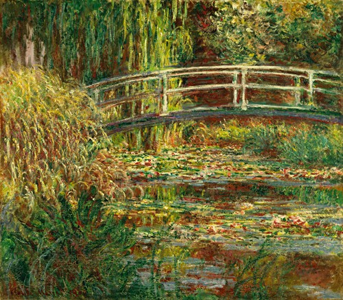 Claude Monet, Seerosenteich, Harmonie in Rosa (Wunschgröße, Impressionismus, Malerei, Seerosen, Wasserpflanzen, Teich, Natur, Brücke, Schlafzimmer, Wohnzimmer, Wintergarten, Treppenhaus,bunt,Klassiker)