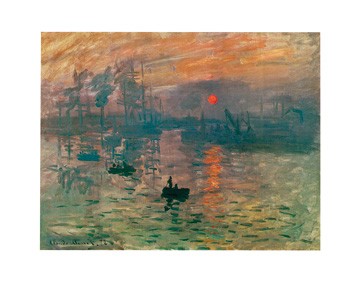 Claude Monet, Impression, Sonnenaufgang (Impressionismus, Malerei, Meeresbrise, Le Havre, Hafen, Sonnenaufgang, Dunst, Nebel, Boot, Spiegelungen, Normandie, Frankreich, Schlafzimmer, Wohnzimmer, Wintergarten, Arztpraxis,bunt,Klassiker)