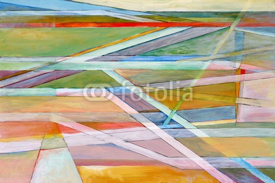 clivewa, an abstract painting (malerei, kunst, modern, abstrakt, abstraktion, viereck, bunt, geometrie, gelb, hell, altersgenosse, konfluenz, konvergenz, converge, design, kreativ, geometrisch, linear, dekorativ, retro, textur, entwerfen, bunt, blau, überschneidung, gleichmäßi)