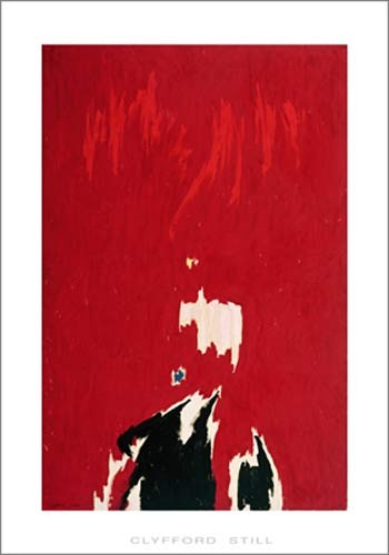 Clyfford STILL, 1964 (Grafik, modern, Farbfeld, Fetzen, Risse, Abstrakte Malerei, Büro, Wohnzimmer, rot/schwarz)