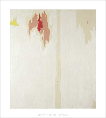 Clyfford STILL, Untitled, 1953 (Grafik, modern, Farbfeld, Fetzen, Risse, Streifen,  Abstrakte Malerei, Büro, Wohnzimmer, cremeweiß)