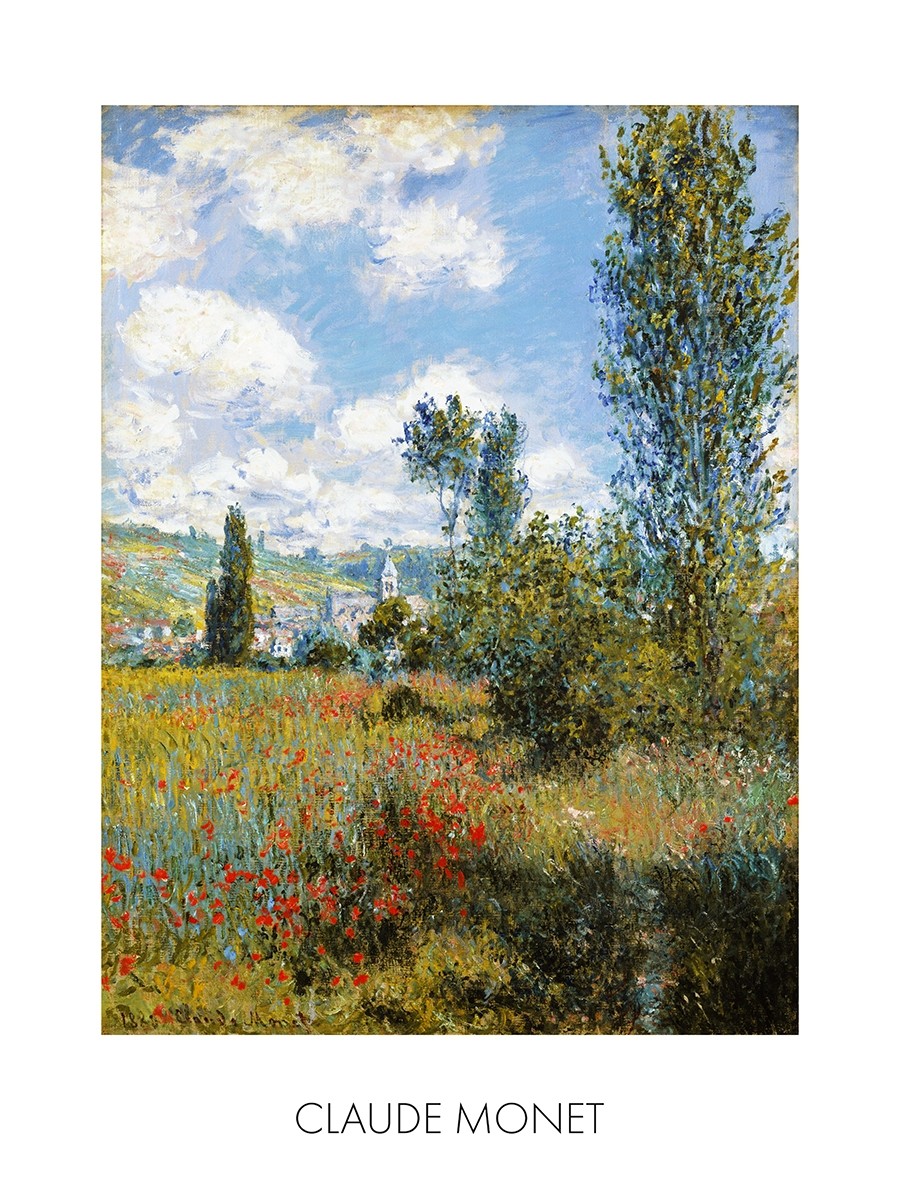 Claude Monet, Ile Saint-Martin (Impressionismus, Malerei, Landschaft, Blumenwiese, Blüten, Bäume, Hügel, Schlafzimmer, Wohnzimmer, Wintergarten,bunt,Klassiker)