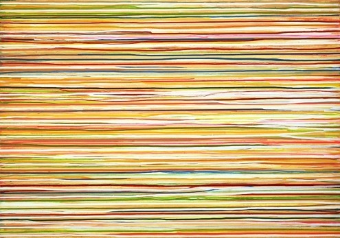 Christa Ohland, Landschaftsspuren IV (Landschaft, abstrahiert, 
Streifen, Horizontale, Malerei, modern, Business, Büro, Wohnzimmer, Treppenhaus, Wunschgröße, bunt)