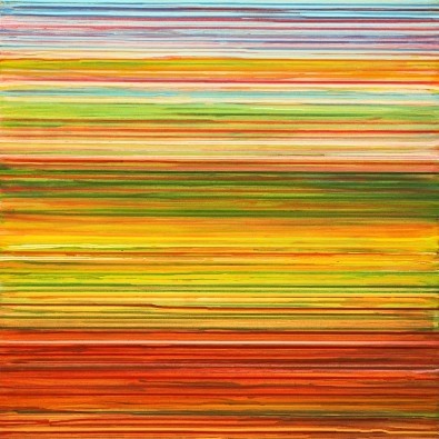 Christa Ohland, Farbraum XXI (Farblinien, Streifen, abstrakte Malerei, Horizontale, Malerei, modern, Wohnzimmer, Treppenhaus, Business, Büro, Wunschgröße, bunt)