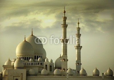 creativei, Grand Mosque Abu Dhabi (abu, al, allah, arabe, arabisch, arabisch, architektur, asien, glaube, kasten, kuppel, ost, emirate, emirate, faith, berühmt, flügel, golfer, heilig, islam, islam, orientierungspunkt, mitte, minarett, moschee, muslim, nacht, säulen, gebet, religio)