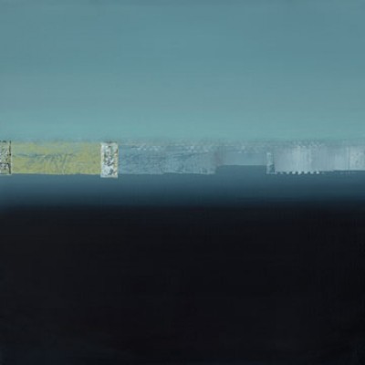 Francesco Cusumano, Blu I (Abstrakt, Abstrakte Malerei, zeitgenössisch, modern, Farbfelder, Horizontale  Streifen, Wohnzimmer, Treppenhaus, Büro, blau)