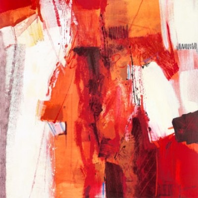 Francesco Cusumano, Rosso Astratto (Abstrakte Malerei ,Abstrakt, Business, Büro, Soziale Einrichtungen, Arzt,Flur,Treppenhaus,beige,braun,orange,rot,weiß)