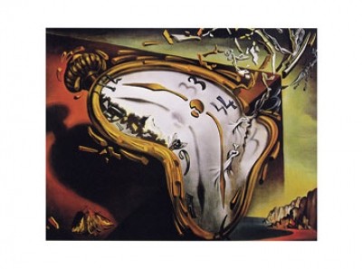 Salvador Dali, Les Montres Molles (Malerei, Surrealismus, Taschenuhr, Klassische Moderne, Fantasie, Wohnzimmer, Treppenhaus,  bunt)