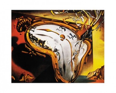 Salvador Dali, Les Montres Molles (Malerei, Surrealismus, Taschenuhr, Klassische Moderne, Fantasie, Wohnzimmer, Treppenhaus,  bunt)