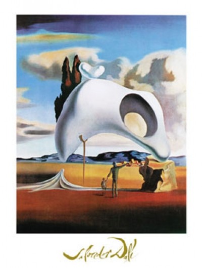 Salvador Dali, Vestiges atavique après sa pluie (Malerei, Surrealismus, amorphe Form, Landschaft, Klassische Moderne, Fantasie, Wohnzimmer, Treppenhaus,  bunt)